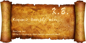 Kopacz Benjámin névjegykártya