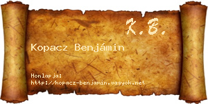 Kopacz Benjámin névjegykártya